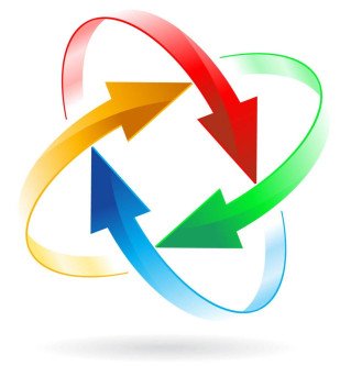 Set #5 of different colored arrow circles isolated on the white